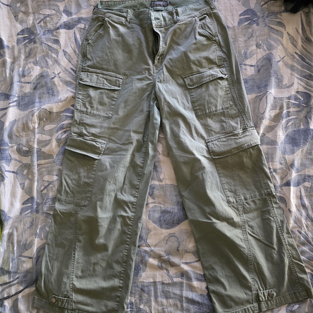 Torrid Olive Wide Leg Cargo Jeans
